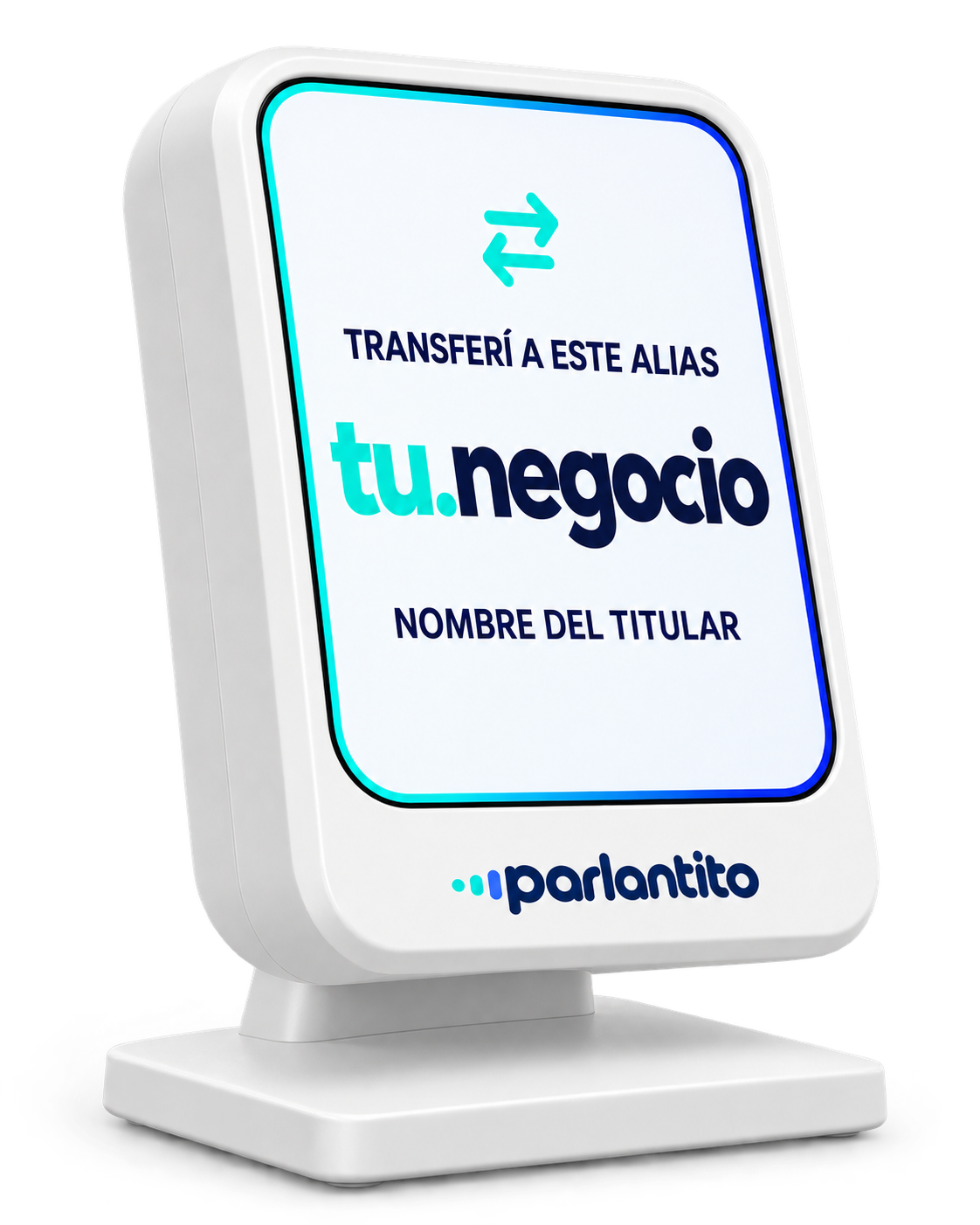Parlantito de mostrador, vista desde el ángulo opuesto y sin fondo